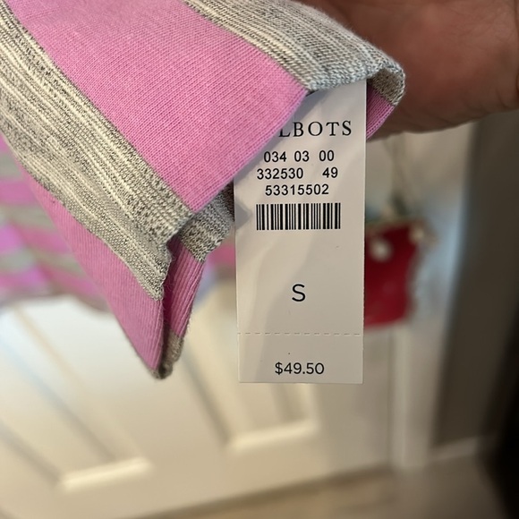 T by Talbots Women’s (S) Pink Gray Striped Cowl Neck Longsleeve Tee Top NWT - Picture 4 of 9